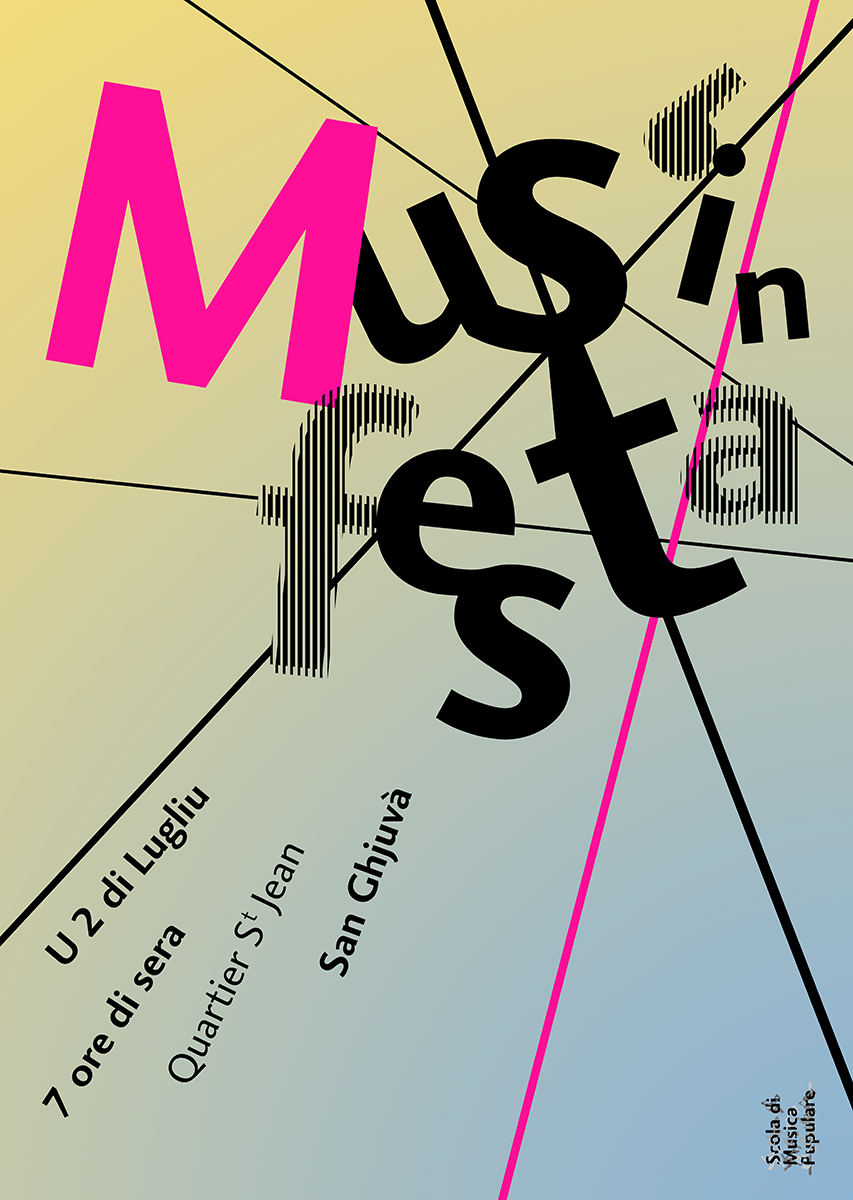 Scola di Musica Pupulare : Mus' in Festa. Affiche typographique